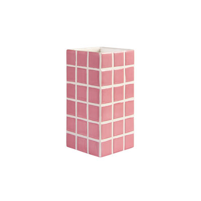 Decoration - Vases - Tile Small Vase - / 10.5 x 10.5 x 21 cm by & klevering - Pink - Ceramic