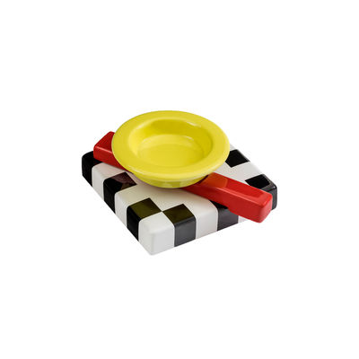 Accessories - Home Accessories - Squash Special Edition Ashtray - / By Maria Sanchez, 1985 - Limited edition by Memphis Milano - Yellow / Black & white - Ceramic
