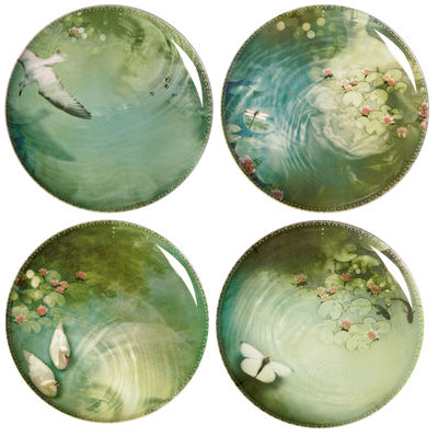 Tableware - Plates - Yuan Plate - / Set of 4 by Ibride - Black / Green patterns (Yuan) - Melamine