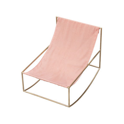 Arredamento - Poltrone design  - Rocking chair - / Lino di valerie objects - Lino rosa / Struttura Ottone - Acciaio, Lino