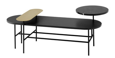 Furniture - Coffee Tables - Palette JH7 Coffee table - 3 tops by &tradition - Black / Gold - Ashwood, Brass, Marble, Steel