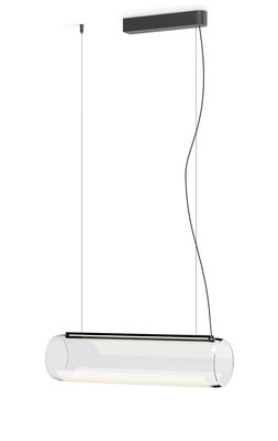 Lighting - Pendant Lighting - Guise Pendant - / Diffuseur horizontal - LED by Vibia - Laqué graphite mat - Aluminium, Borosilicated glass
