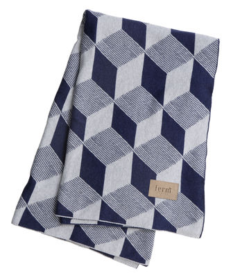 Déco - Textile - Plaid Squares / 150 x 120 cm - Ferm Living - Cubes - Bleu & Argent - Coton