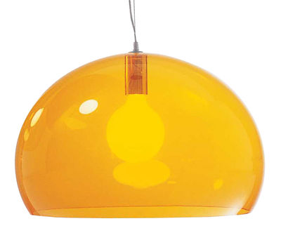 Kartell - Suspension FL/Y en Plastique, PMMA teinté dans la masse - Couleur Orange - 56 x 56 x 40 cm