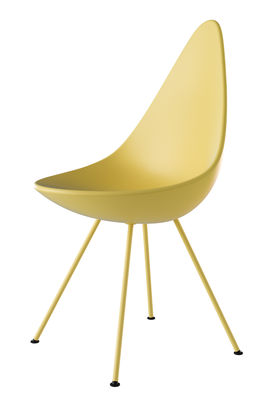 Furniture - Chairs - Drop Chair - / Plastic shell - Reissue 1958 by Fritz Hansen - Yellow - ABS plastic, Lacquered steel, Nylon