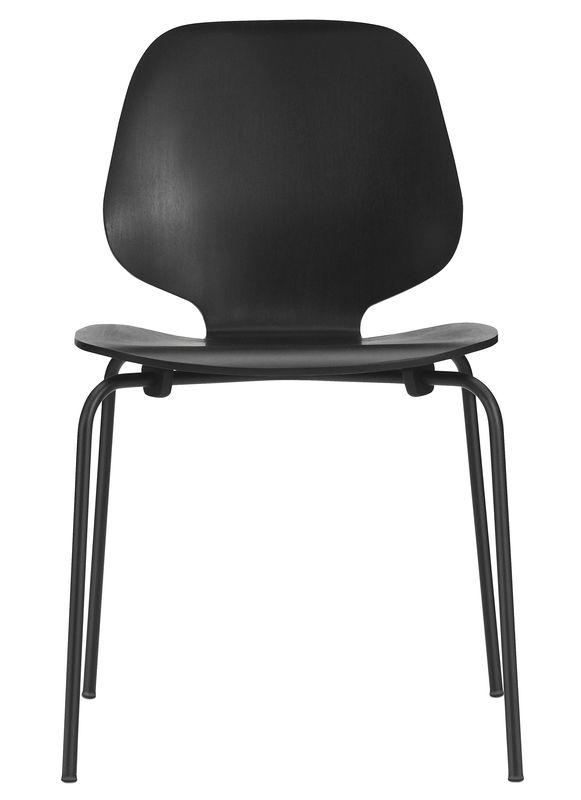 Mobilier - Chaises, fauteuils de salle à manger - Chaise empilable My Chair bois noir - Normann Copenhagen - Noir / Pieds noirs - Acier laqué, Placage de frêne