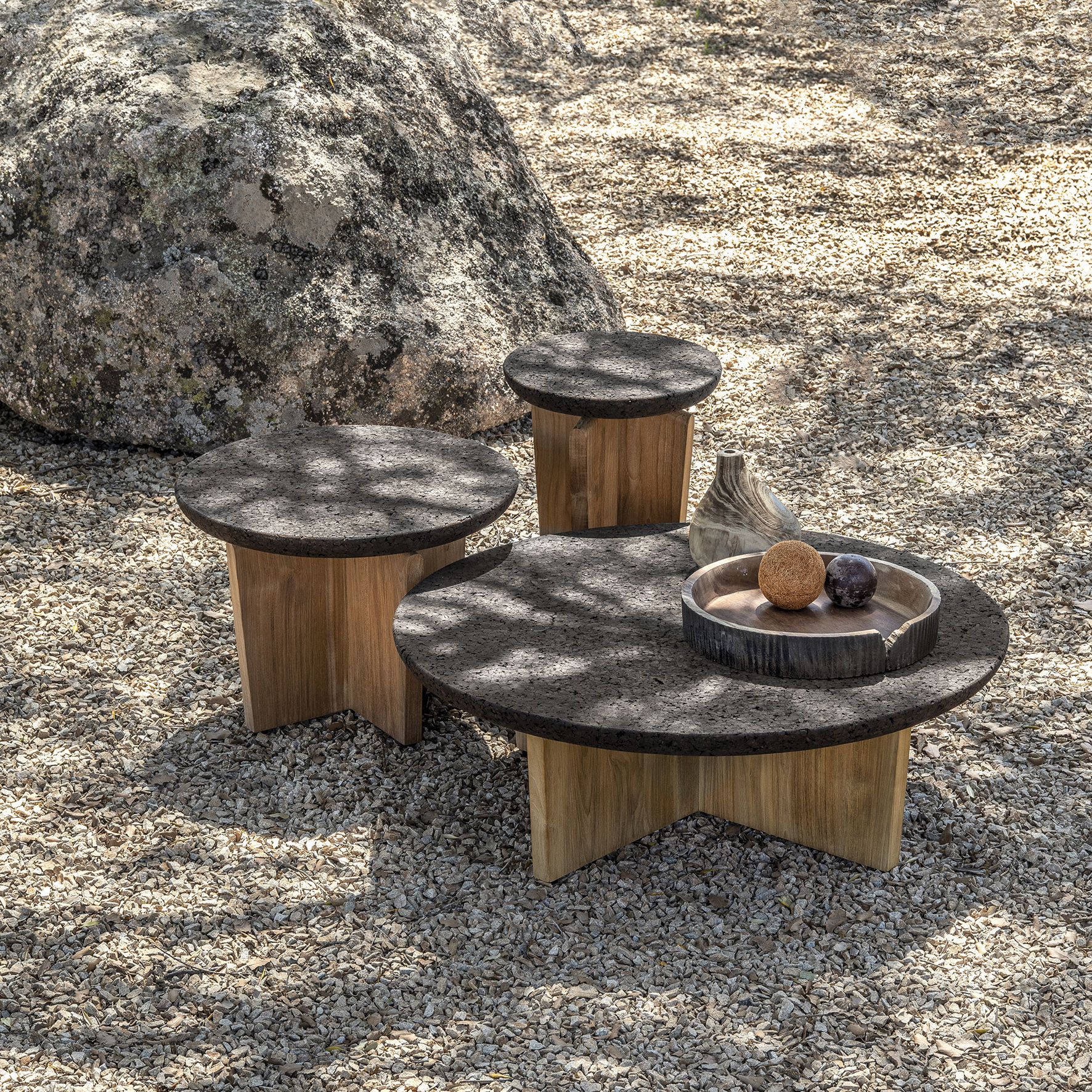 Stone top store outdoor side table