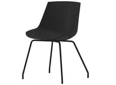 Möbel - Stühle  - Flow Stuhl 4 Füße - MDF Italia - Glänzend schwarz - schwarzes Gestell - lackierter Stahl, Polykarbonat
