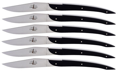 Tableware - Cutlery - Table knife - Set of 6 by Forge de Laguiole - Black crystal acrylic - Acrylic, Stainless steel