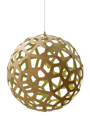 Lighting - Pendant Lighting - Coral Pendant - / Ø 40 cm - Two-coloured by David Trubridge - Lime green / natural wood - Bamboo