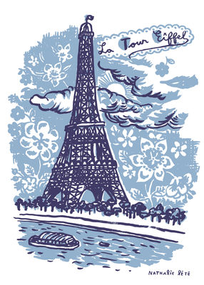 Déco - Pour les enfants - Sticker La Tour Eiffel / 25 x 35 cm - Domestic - Tour Eiffel / Bleu - Vinyl