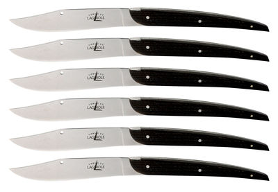 Tableware - Cutlery - Christian Ghion pour Gérald Passedat Table knife - Set of 6 by Forge de Laguiole - Steel - Dark wood - Ashwood, Stainless steel