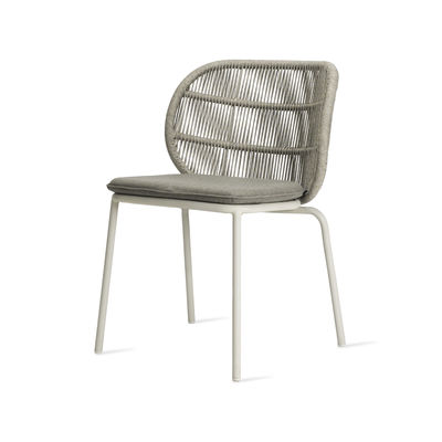 Furniture - Chairs - Kodo Chair - / Hand-woven acrylic cord - Fabric cushion by Vincent Sheppard - Dune white / Carbon grey-beige cushion - Polypropylene rope, Sunbrella fabric foam, Thermolacquered aluminium