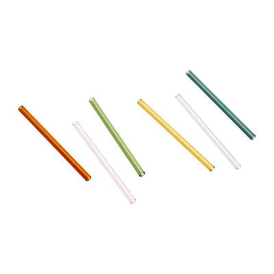 Tableware - Wine Accessories - Sip Cocktail glass straw - / Set of 6 - L 14 cm by Hay - Multicoloured - Borosilicated glass