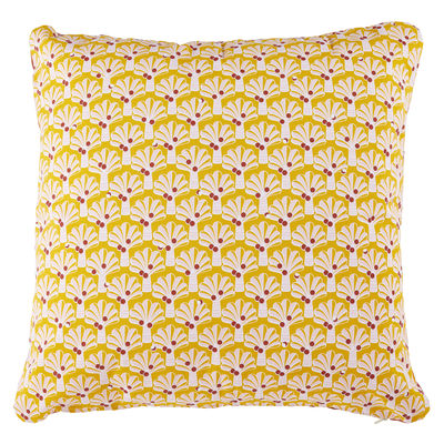 Decoration - Cushions & Poufs - Envie d'ailleurs - Cocotiers Outdoor cushion - / 70 x 70 cm by Fermob - Honey - Foam, Water repellant cotton