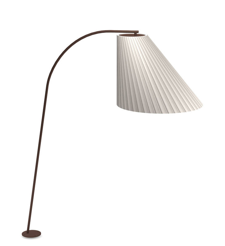 Lighting - Floor lamps - Cone LED Outdoor floor lamp metal textile white brown / H 271 cm - Emu - Brown / White diffuser - Corten steel, Polycarbonate, Synthetic fabric