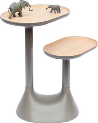 Möbel - Couchtische - Baobab Couchtisch / 2 drehbare Tischplatten - Moustache - Grau - lackierte Buche, Linde