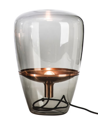 Lighting - Table Lamps - Balloon Small Table lamp by Brokis - Smoke glass / Copper - Copper, Moulded Mouth blown glass