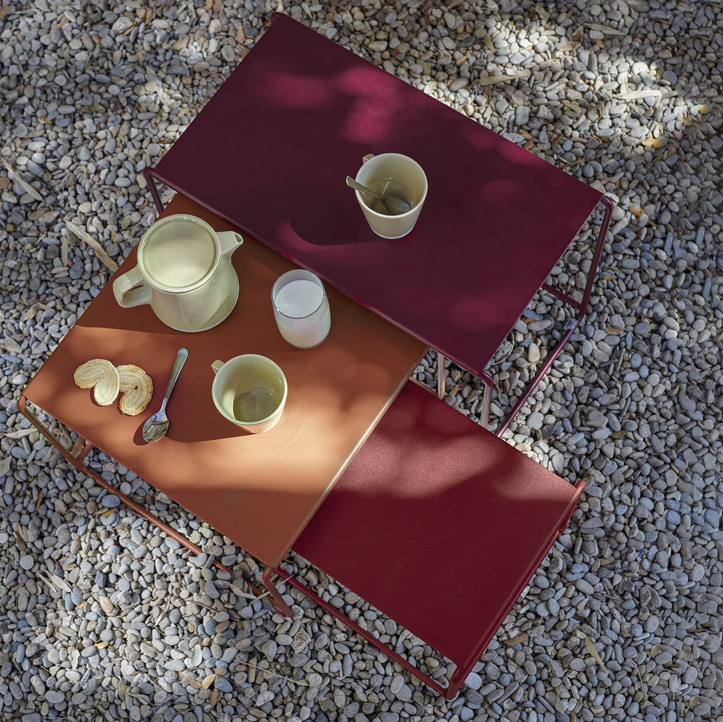 Fermob Oulala Nested tables - pepper ochre red black cherry