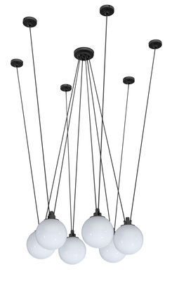 Lighting - Pendant Lighting - Acrobate N°326 Pendant - / Lampes Gras - 6 glass shades Ø 25 cm by DCW éditions - White - Glass
