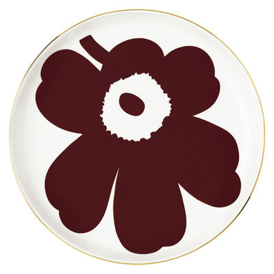 Marimekko - Plat de présentation Assiettes en Céramique, Grès - Couleur Rouge - 25.21 x 25.21 x 25.2