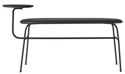 Furniture - Benches - Afteroom Bench - L 140 cm / Leather & marble top by Menu - Black leather / Black marble - Lacquered steel, Leather, Marble