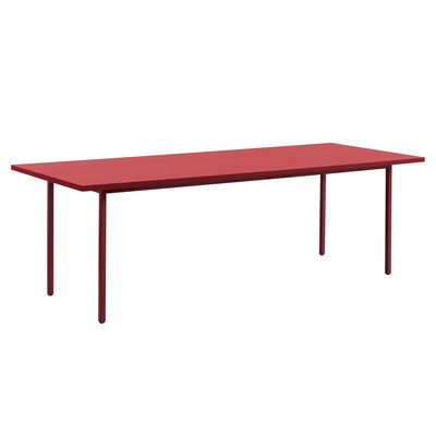 Tendenze - A tavola! - Tavolo rettangolare Two-Colour - / 240 x 90 cm - MDF Valchromat® di Hay - Top rosso / base bordeaux - , Acciaio laccato