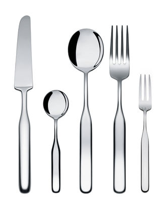 Tableware - Cutlery - Collo-Alto Cutlery set - 5 pieces by Alessi - Mirror polished steel - Stainless steel 18/10