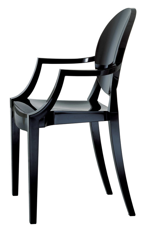Furniture - Chairs - Louis Ghost Stackable armchair plastic material black Polycarbonate - Kartell - Opaque black - Polycarbonate 2.10
