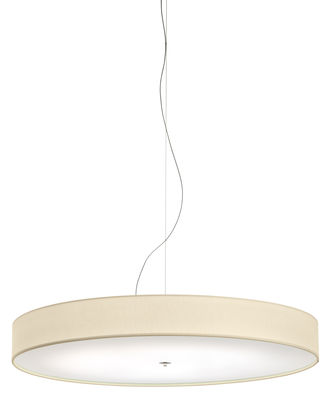 Luminaire - Suspensions - Suspension Discovolante LED / Ø 60 cm - Modoluce - Crème / Tissu - Coton, Plexiglas