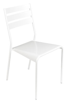 Furniture - Chairs - Facto Stacking chair by Fermob - White - Lacquered steel