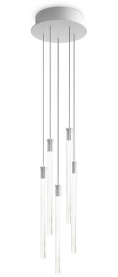 Lighting - Pendant Lighting - Multispot Tooby Pendant - LED / 5 elements by Fabbian - Transparent - Borosilicated glass