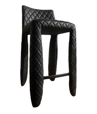 Furniture - Bar Stools - Monster Bar chair - H 66 cm - Leather by Moooi - Black - Steel, Synthetic leather