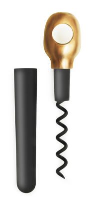 Tableware - Wine Accessories - Basic Bottle opener by Normann Copenhagen - Bronze & Black - Silicone, Titanium plated stainless steel