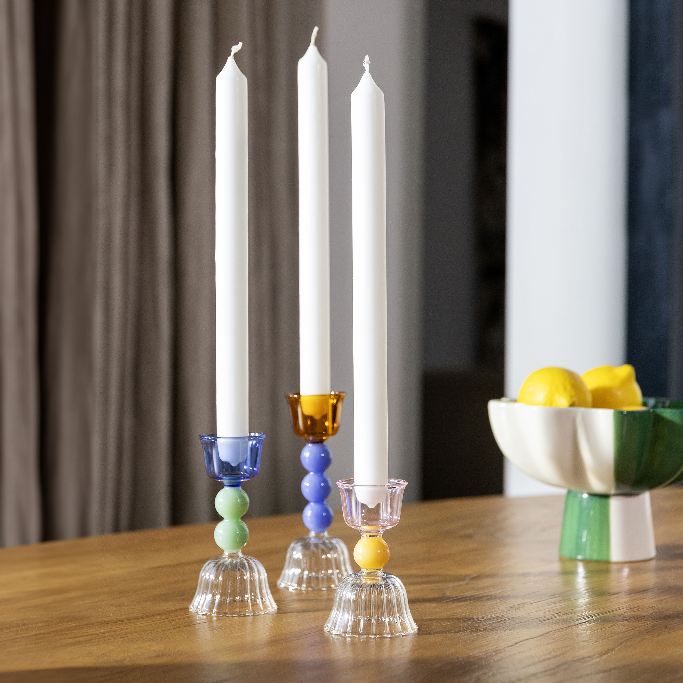Perle Small Candle stick glass multicoloured H 10 cm klevering
