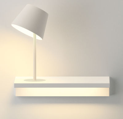 Mobilier - Etagères & bibliothèques - Etagère lumineuse Suite / L 32 cm /  Lampe de lecture - Branchement mural - Vibia - Lampe de lecture / Blanc - Métal laqué, Polycarbonate