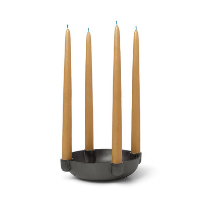 Dekoration - Kerzen, Kerzenleuchter und Windlichter - Bowl Medium Kerzenleuchter / ø 20 cm - Recyceltes Aluminium - Ferm Living - Schwarz - Recyceltes Aluminium