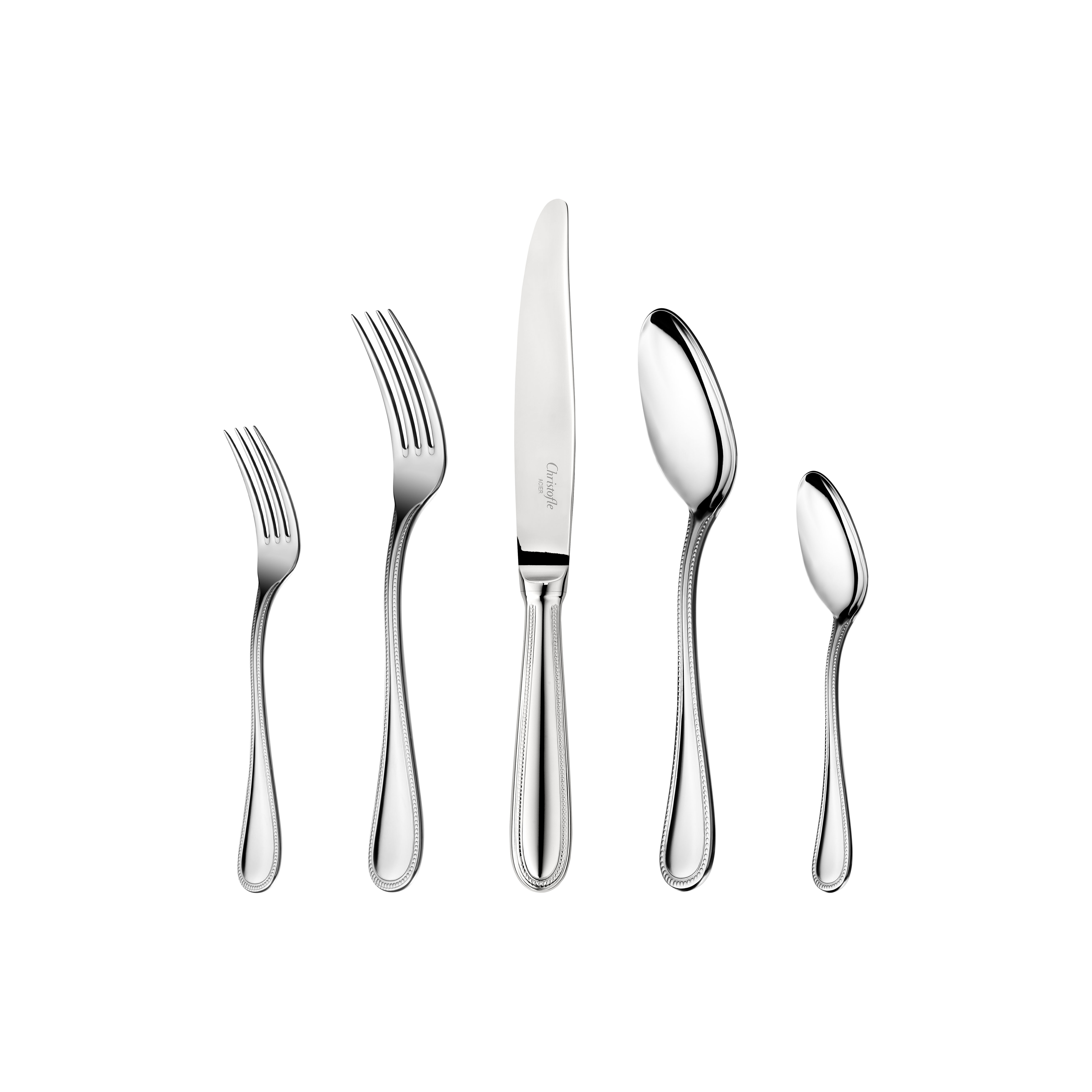 Christofle Perles Cutlery set - glossy steel | Made In Design UK