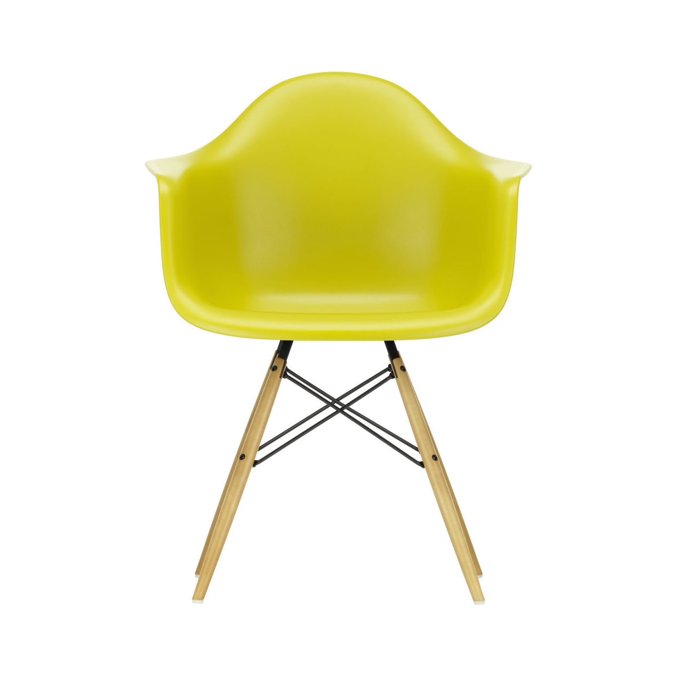 Chaise DAW - Eames Plastic Armchair / (1950) - Pieds bois clair - Vitra jaune en matière plastique