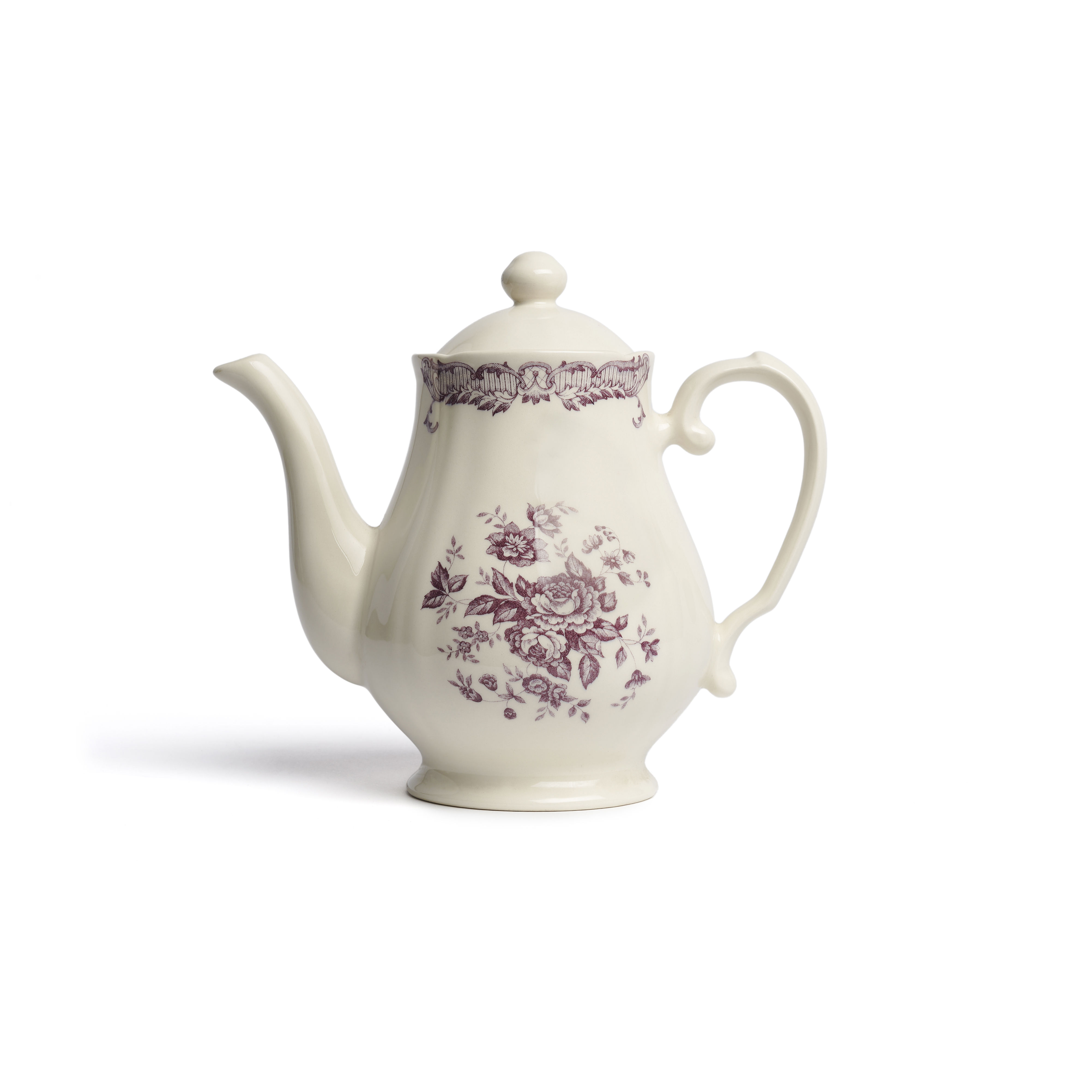 Bitossi Vintage-Inspired Floral Ceramic Teapot, Purple or Teal