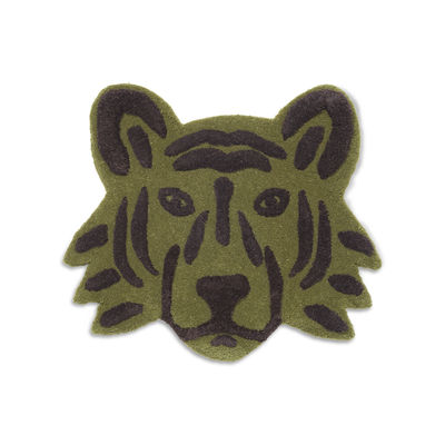 Dekoration - Für Kinder - Tigre Teppich / Wandschmuck - 66 x 57 cm - Ferm Living - Tiger / Kakigrün - Wolle aus Neuseeland