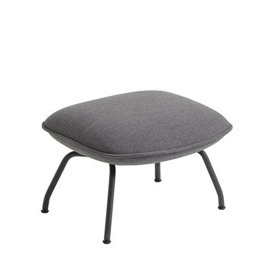 Möbel - Sitzkissen - Doze Fußstütze - Muuto - Anthrazit / Schwarzer Fuß -  Ouate, lackiertes Aluminium, Schaumstoff, Stoff Rohleder