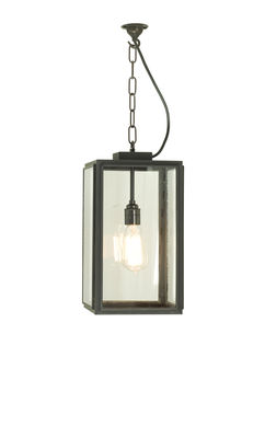 Lighting - Pendant Lighting - Square Small Pendant - H 40 cm - Indoor / outdoor by Original BTC - H 40 cm / Weathered brass / Small - Glass, Old brass
