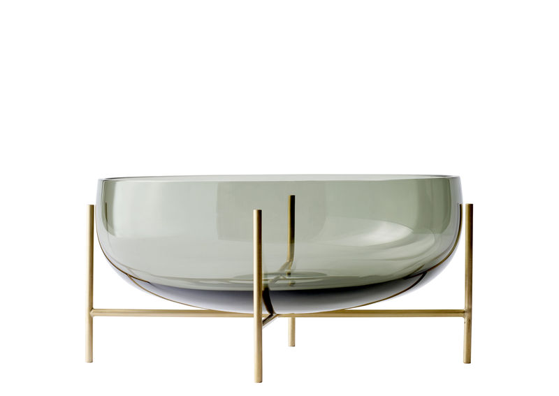 Tableware - Bowls - Echasse Bowl metal glass grey gold /Ø 29 x H 28 cm - Audo Copenhagen - Smoked and Brass - Glass, Solid brass
