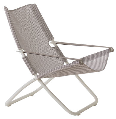 Emu - Chaise longue pliable inclinable Snooze en Tissu, Acier - Couleur Blanc - 75 x 136 x 105 cm - 