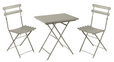 Outdoor - Tavoli  - Set tavolo & sedia Arc en Ciel / Tavolo 70x50cm + 2 sedie - Emu - Grigio - Acciaio verniciato