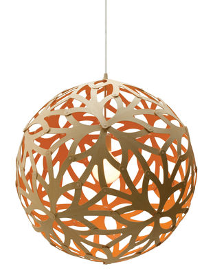 Illuminazione - Lampadari - Sospensione Floral - Ø 40 cm - Bicolore - Esclusiva di David Trubridge - Arancione/ legno naturale - Bambù