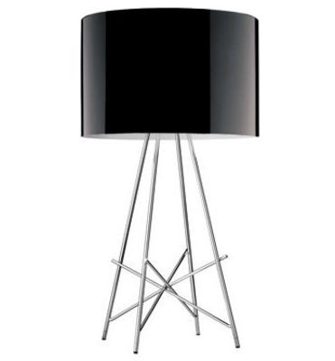 Lighting - Table Lamps - Ray T Table lamp by Flos - Glossy black metal - Chromed steel, Lacquered aluminium