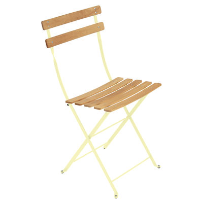 Furniture - Chairs - Bistro Folding chair - / Wood by Fermob - Frosted lemon / Wood - Painted steel, Treated beechwood