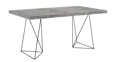 Tendenze - A tavola! - Tavolo Trestle / L 160 cm - Effetto cemento - POP UP HOME - Effetto cemento / Piede nero - metallo laccato, Pannello di agglomerato